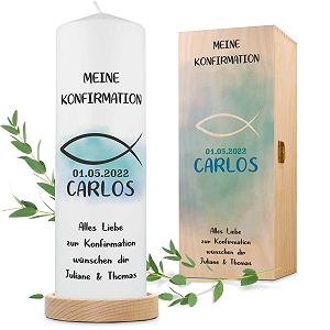 Купить Свеча GRAVURZEILE Confirmation Fish Столб 250/80 мм Синий - Фото 1 Свеча GRAVURZEILE Confirmation Fish Столб 250/80 мм Синий - Фото 1