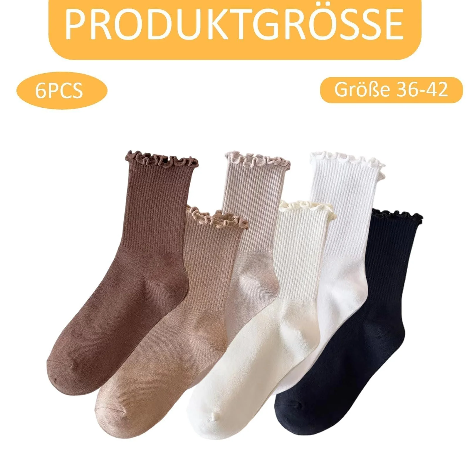 Жіночі шкарпетки з рюшами 6 пар Розмір 36-42, фото №2