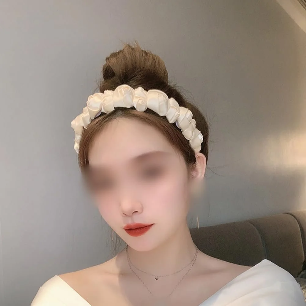 Обруч для волосся атласна троянда, фото №5