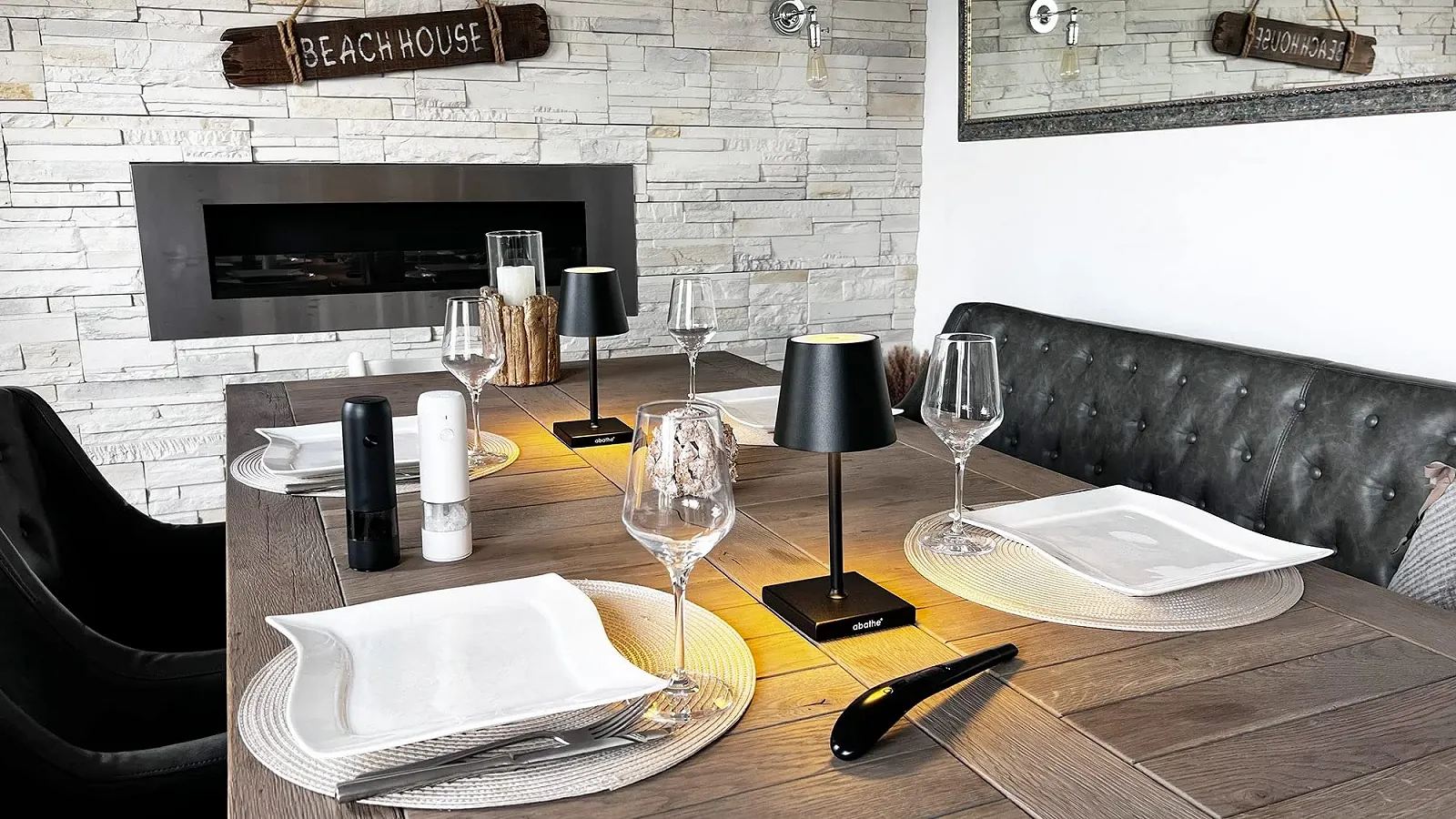 Настільна лампа акумуляторна LED abathe Classic 26 см димована бездротова USB IP54, фото №5