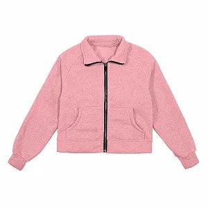 Девочка Толстовка на молнии Generisch с модным воротником-стойкой, куртка на флисовой подкладке с карманами - Фото 1