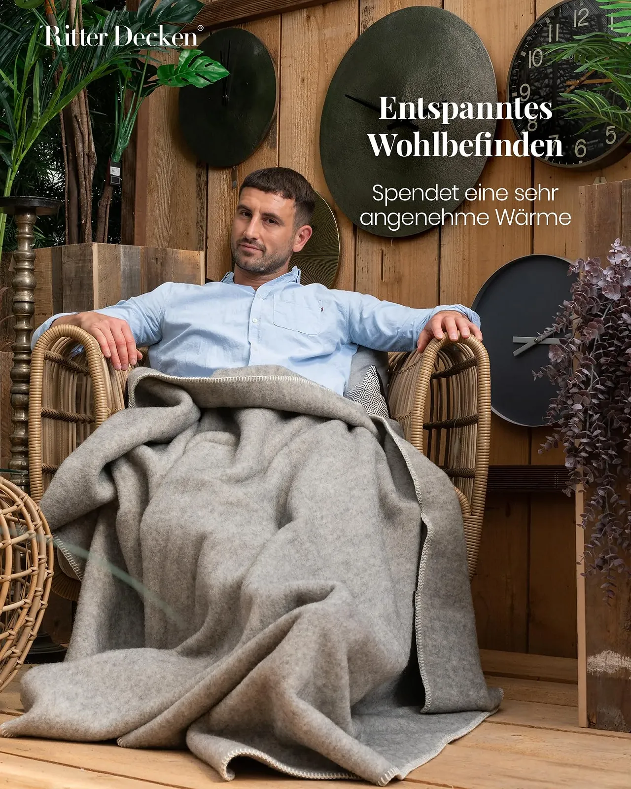 Покривало Ritter Decken Gotland з овечої вовни, Сіра, 150 x 100 см, фото №3