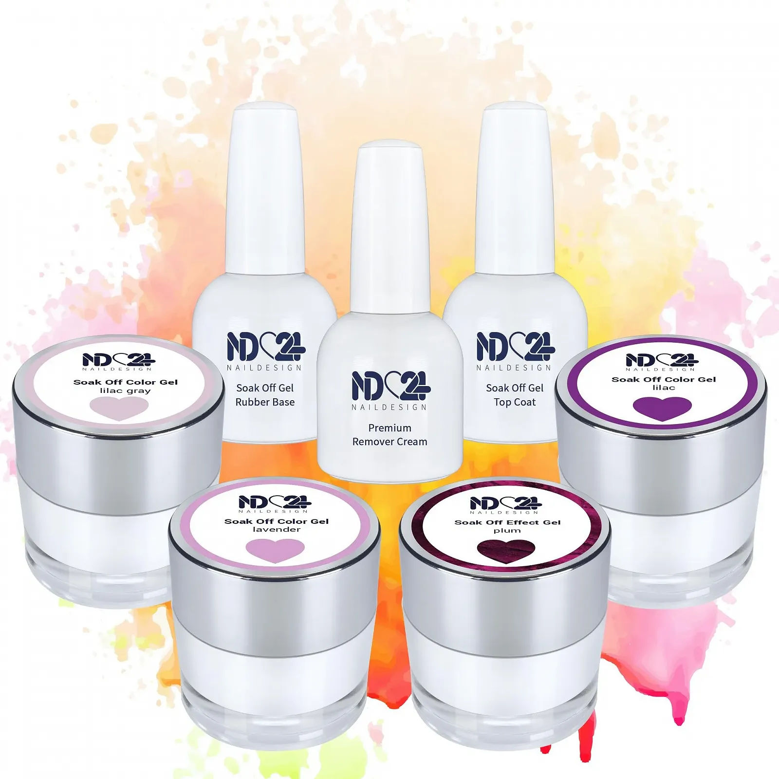 Гель-лак ND24 Premium Bundle Violet Sky: база Rubber, топ и жидкость для снятия - фиолетовая коллекция, 4 x 10 г, фото №1 Гель-лак ND24 Premium Bundle Violet Sky: база Rubber, топ и жидкость для снятия - фиолетовая коллекция, 4 x 10 г, фото №1