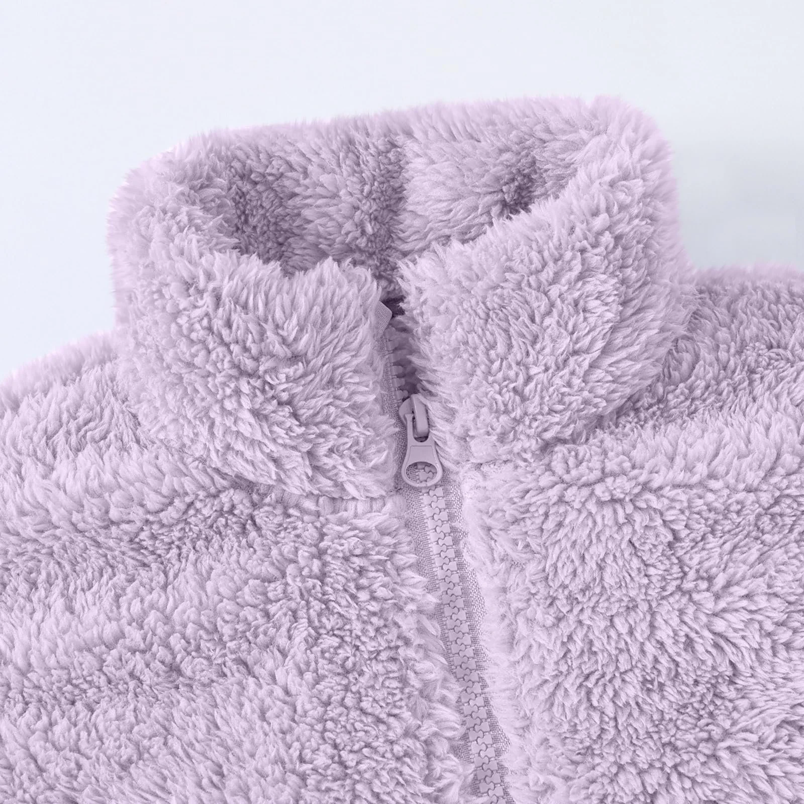 Пальто дитяче зимове плюшеве на блискавці з кишенями, однотонне, фото №6