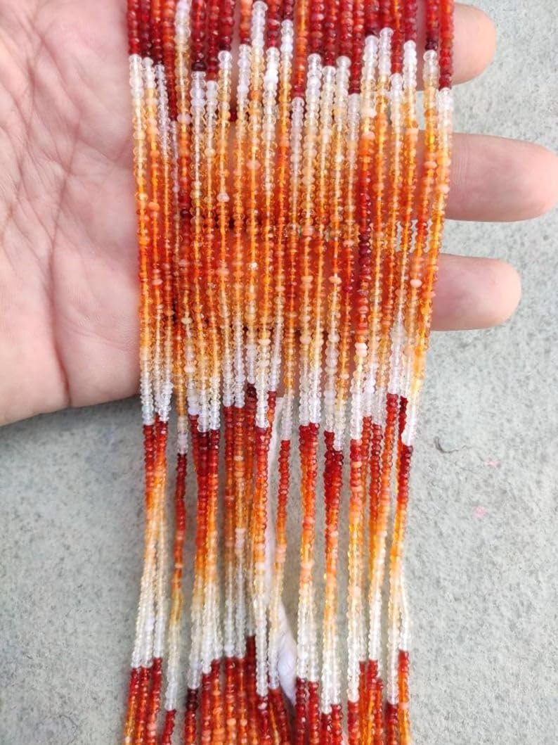 Натуральный мексиканский огненный опал, круглые граненые бусины 2.5-3 мм, нить длиной 33 см, камни для ожерелья и браслета, фото №6