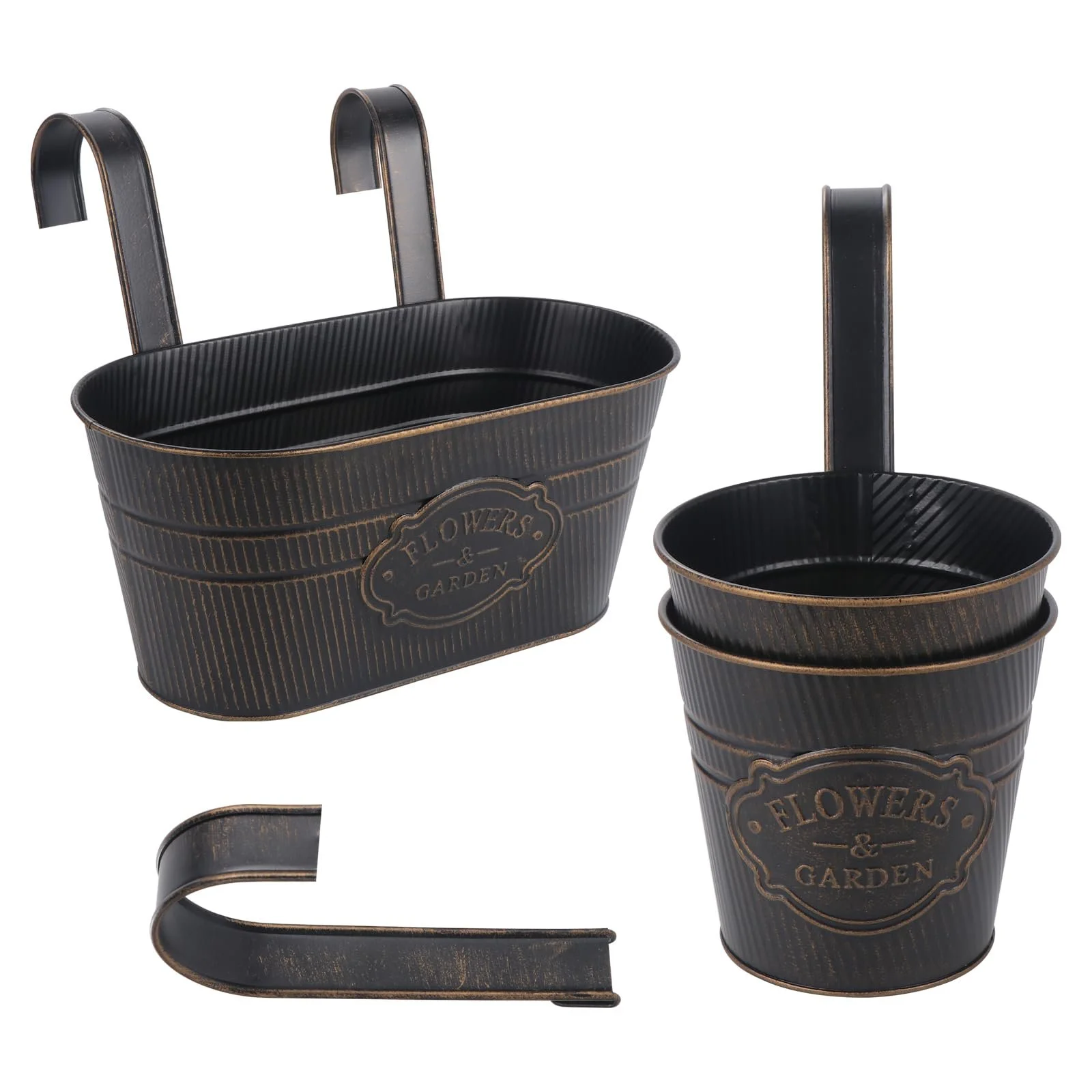 Підвісні квіткові горщики Металеві зі знімними гачками Набір 3 шт., фото №1