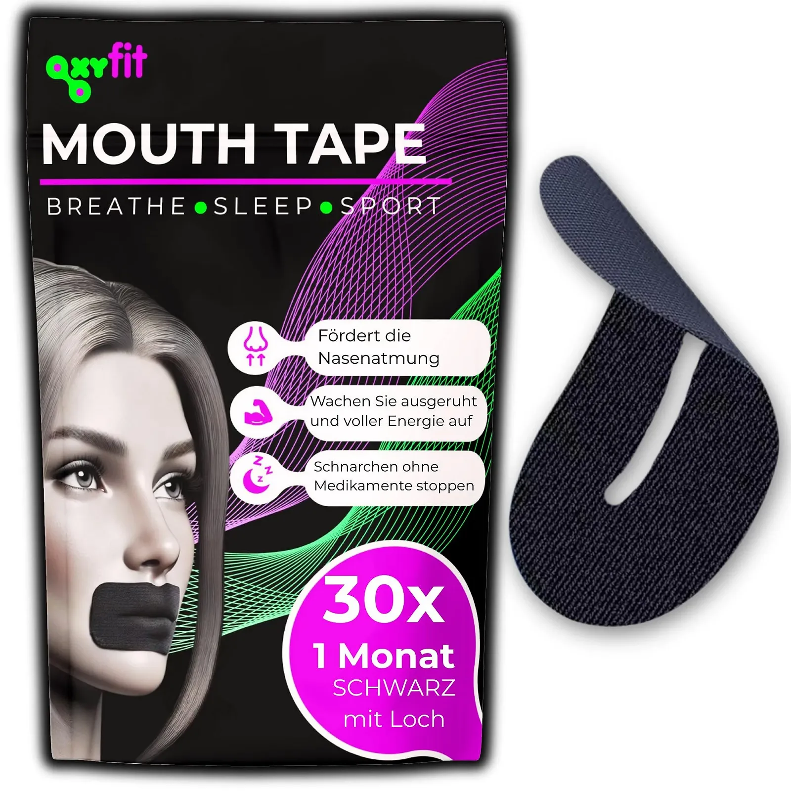 Пластирі для рота проти хропіння 30 шт. Преміум стрічка, фото №1