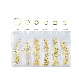 Прикраса для нігтів Bodhi2000 Геометрична, порожниста, змішана, металева рамка, колір 2# - Фото 1