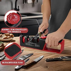 Точило для ножів Professional ручна 4-в-1 з регульованим кутом Ceramic Stone Tungsten Carbide Diamond нековзна synthetic.ua - Фото 1