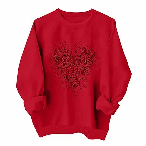 Женский Свитшот Блузка Пуловер Свитшот на День святого Валентина Милый принт любви Футболка Свободный крой Длинный рукав Круглый вырез Свитшот Топ Подарок на День святого Валентина для нее - Фото 1
