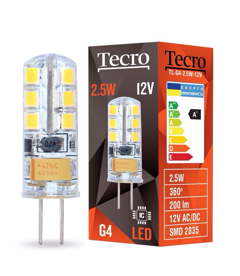 Лампа світлодіодна Tecro TL-G4-2.5W-12V 2700K, фото №1