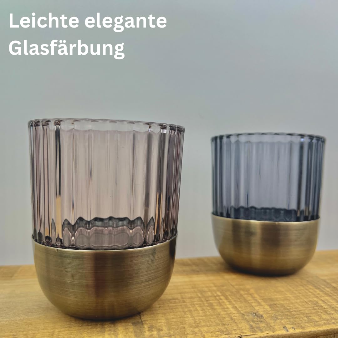 Набір 2 Ліхтар Металевий Бронзовий - Ретро Тримач для Свічок Великий Декоративний Скляний, фото №2