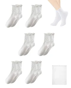 Носки с оборками (6 пар) Brand Без серии Model Хлопок Белые Размер 35-40 - Фото 1