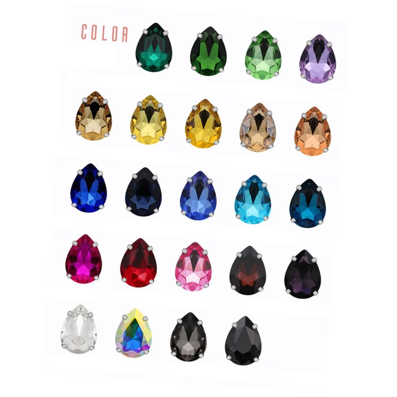 Стразы Стеклянные VILLCASE 50 шт. Каплевидная Форма Светло-зеленый 18 X 25 мм, фото №6