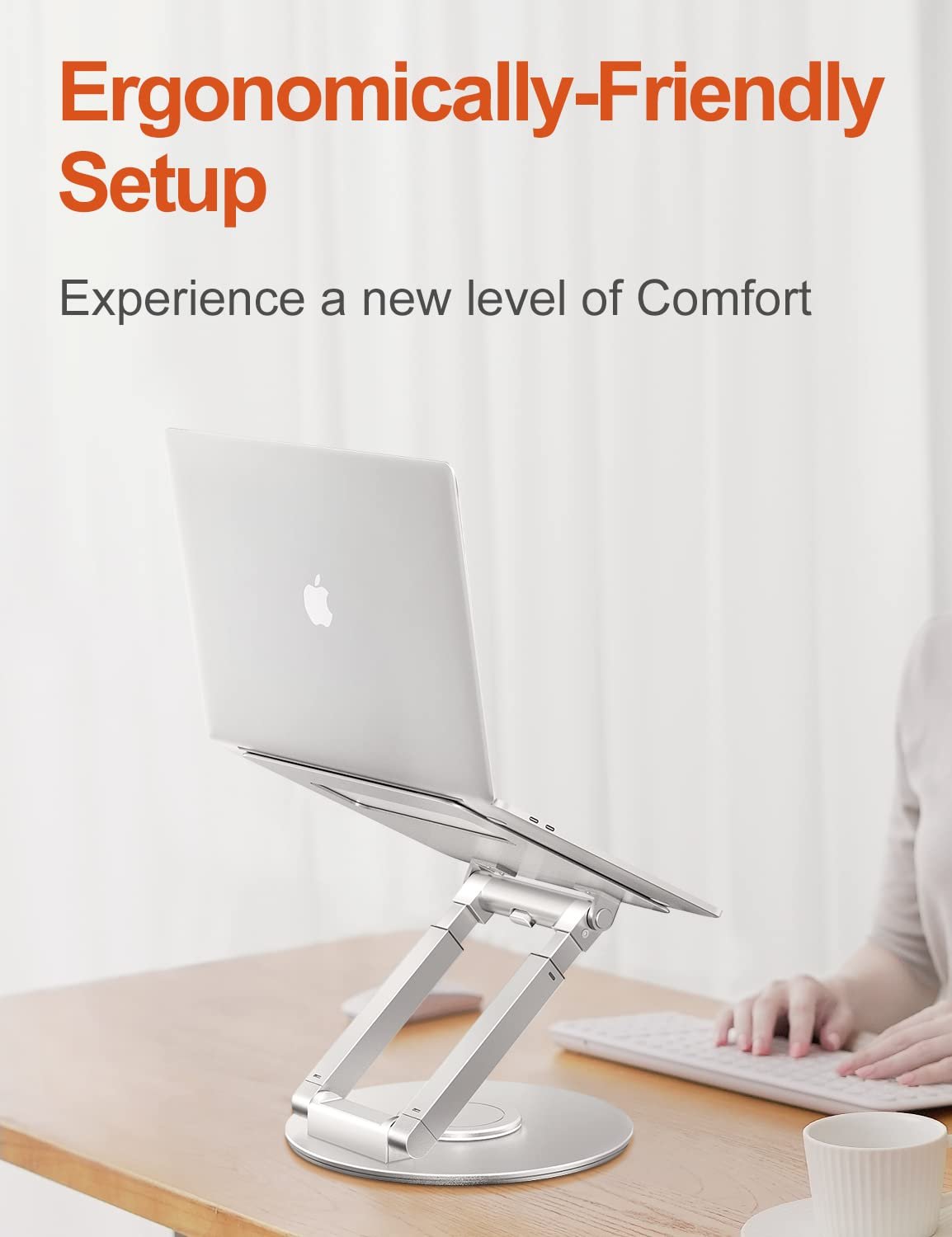 Подставка для ноутбука с регулировкой высоты и вращающимся на 360

градусов основанием, эргономичная подставка для ноутбука, подставка для ноутбука для стола, стоячая подставка для ноутбука, подставка для компьютера с MacBook Pro, ноутбуки 10-17 дюймов Серебристый, фото №9
