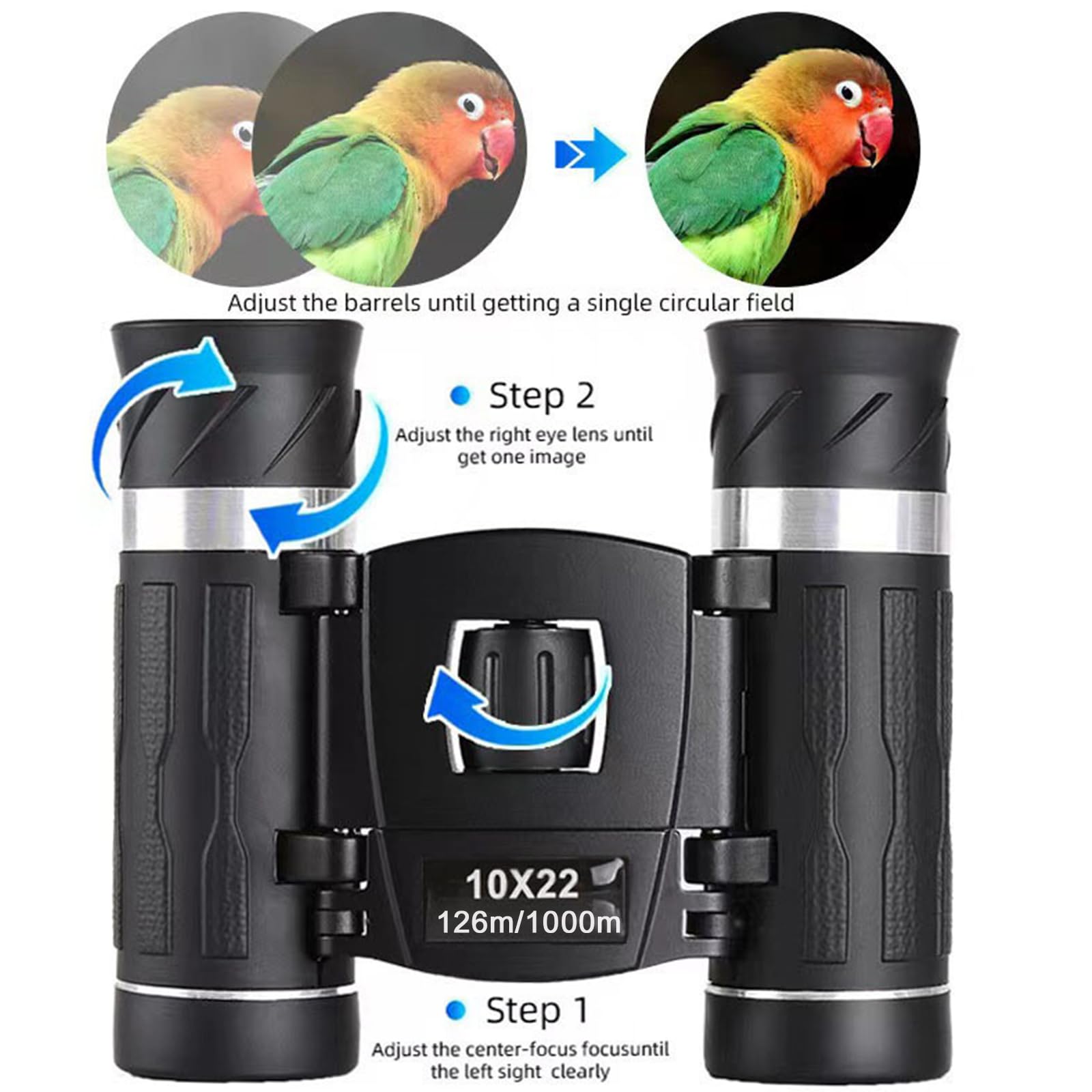 Бінокль 10x22 Compact Waterproof Foldable Carry Bag, фото №4