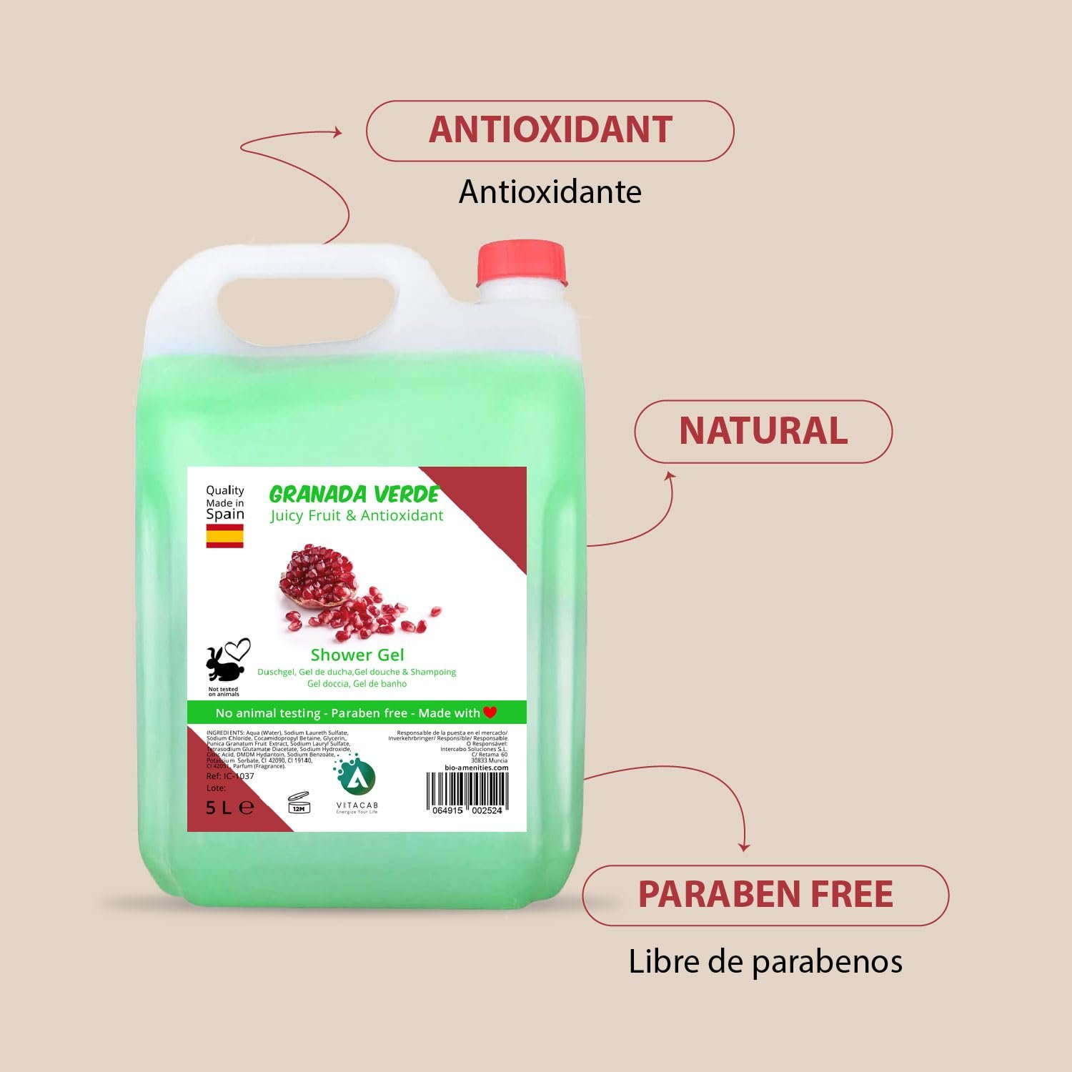 Гель для душу Pomegranate 5 л Каністра pH-нейтральний, фото №3