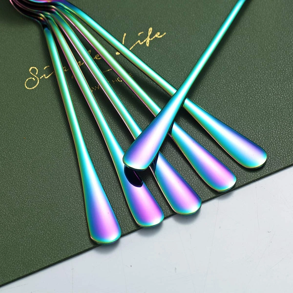 Ложка для холодного чаю Kyraton, нержавіюча сталь, 19 см, кольорове титанове покриття, набір 6 штук, фото №7 Ложка для холодного чаю Kyraton, нержавіюча сталь, 19 см, кольорове титанове покриття, набір 6 штук, фото №7