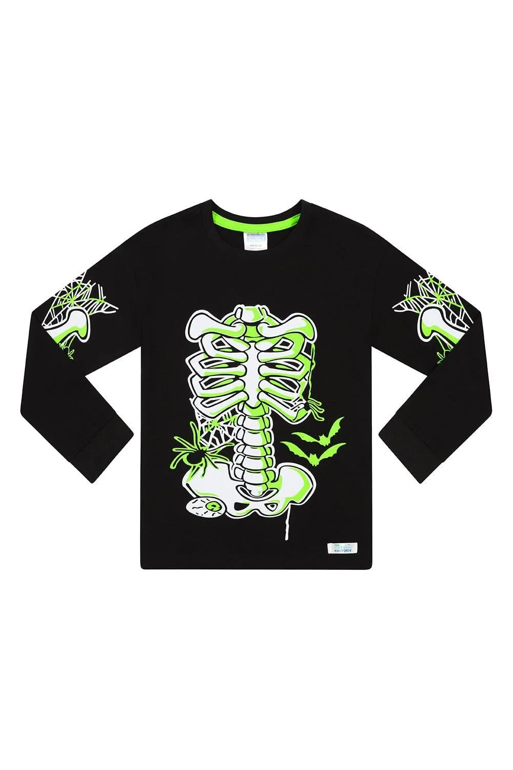 Унісекс піжама з довгими рукавами Скелет, що світиться в темряві для хлопчиків та дівчаток, фото №4
