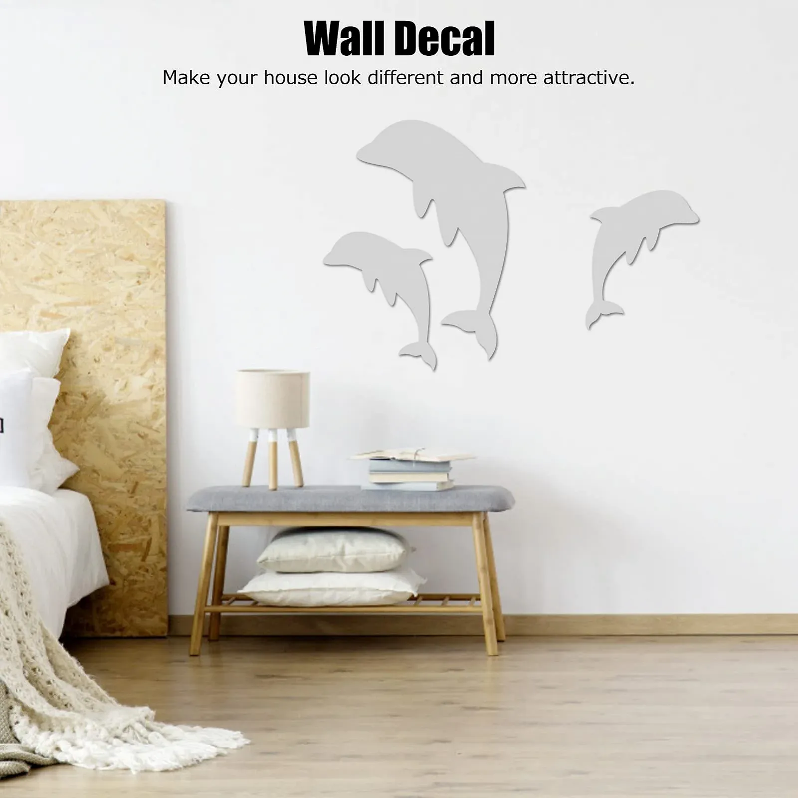 Наклейки на стіну Cute Dolphin Mirror у формі дельфінів Дзеркальні, фото №3 Наклейки на стіну Cute Dolphin Mirror у формі дельфінів Дзеркальні, фото №3