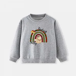 Пуловер для девочки с принтом, с длинными рукавами, круглым вырезом горловины, мягкий флисовый топ для праздничных событий, вечеринок и повседневной зимней одежды, размер 140 synthetic.ua - Фото 1