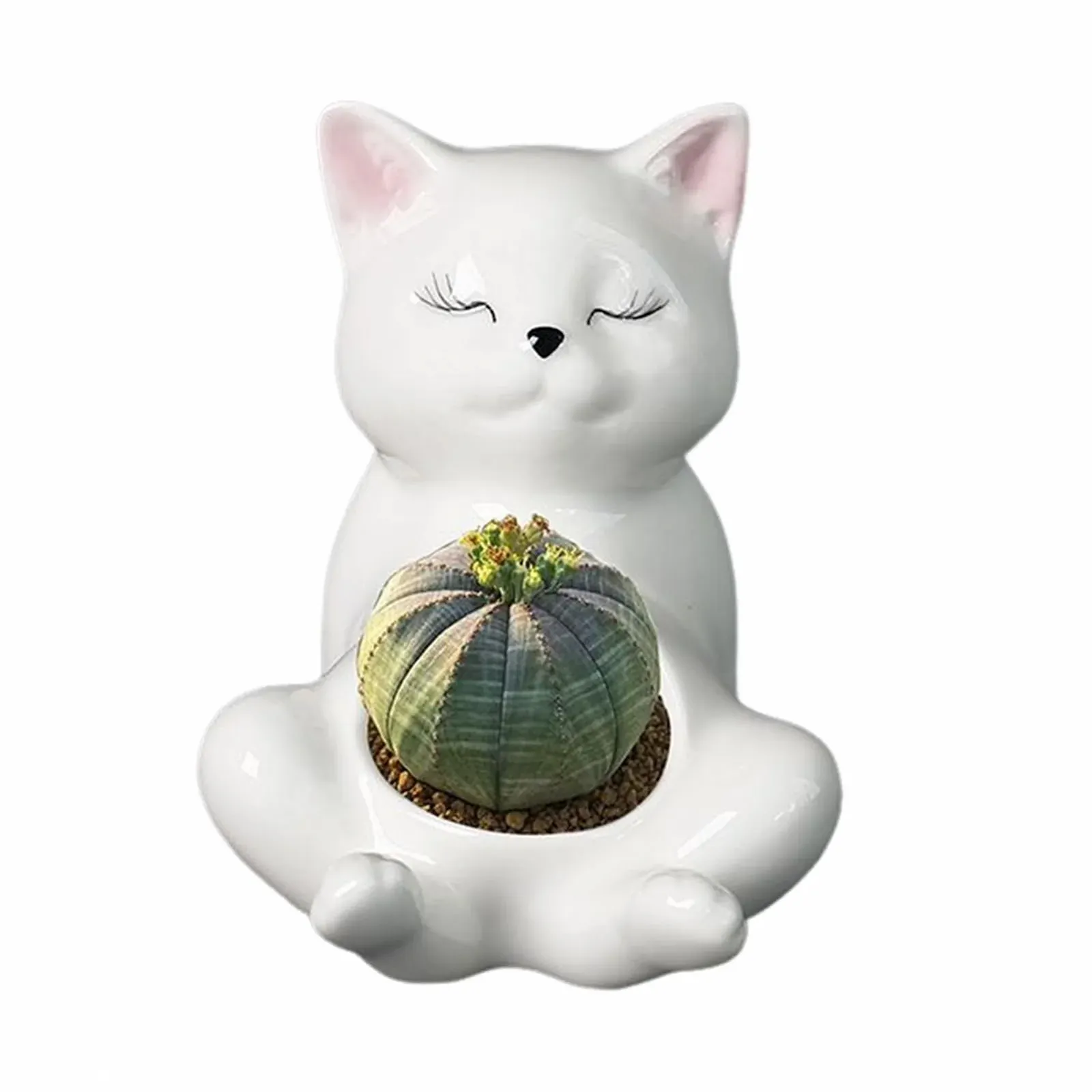 Квіткові горщики маленькі у формі кота керамічні, фото №9