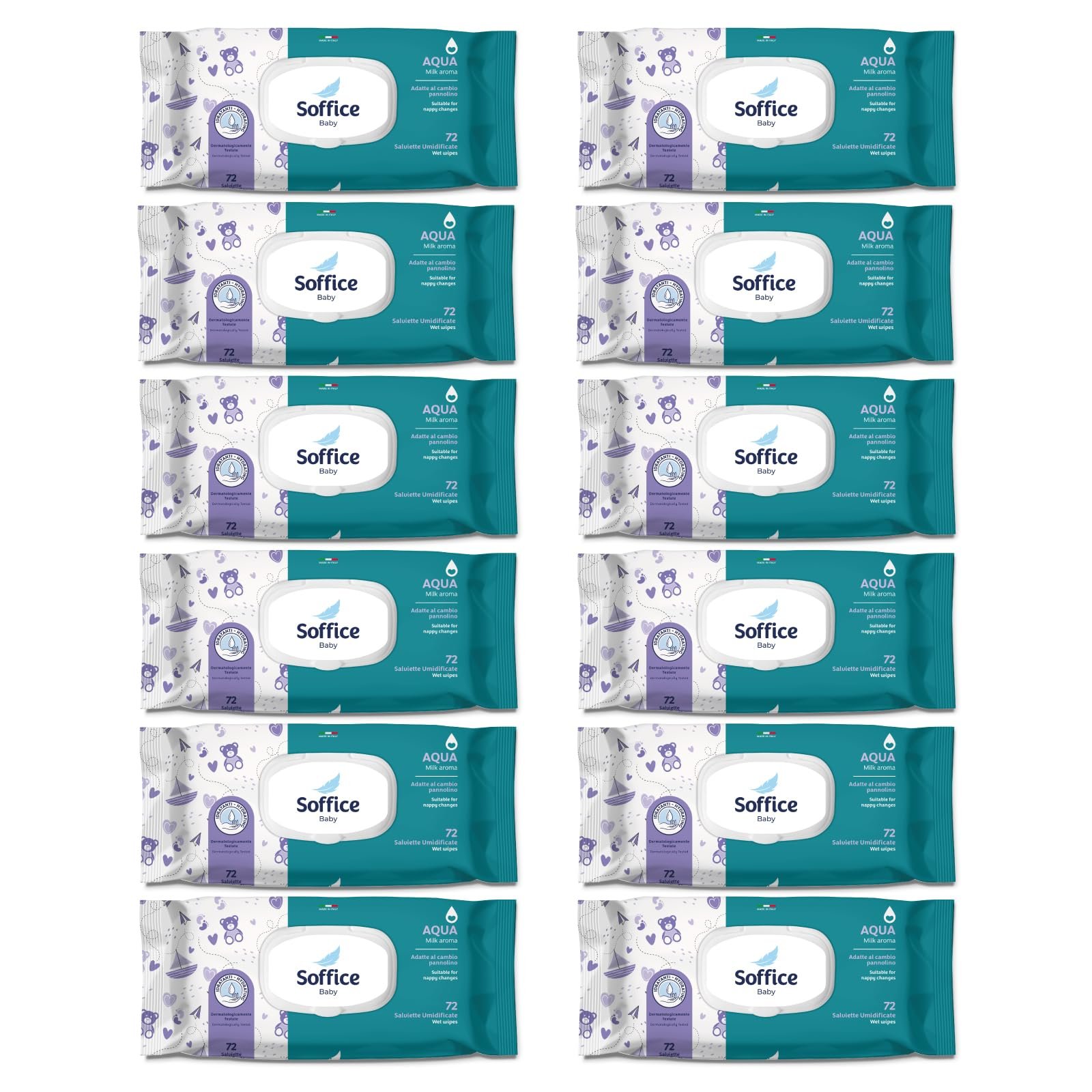 Дитячі серветки Aqua 72 штуки Pop-Up, 12 упаковок, фото №2