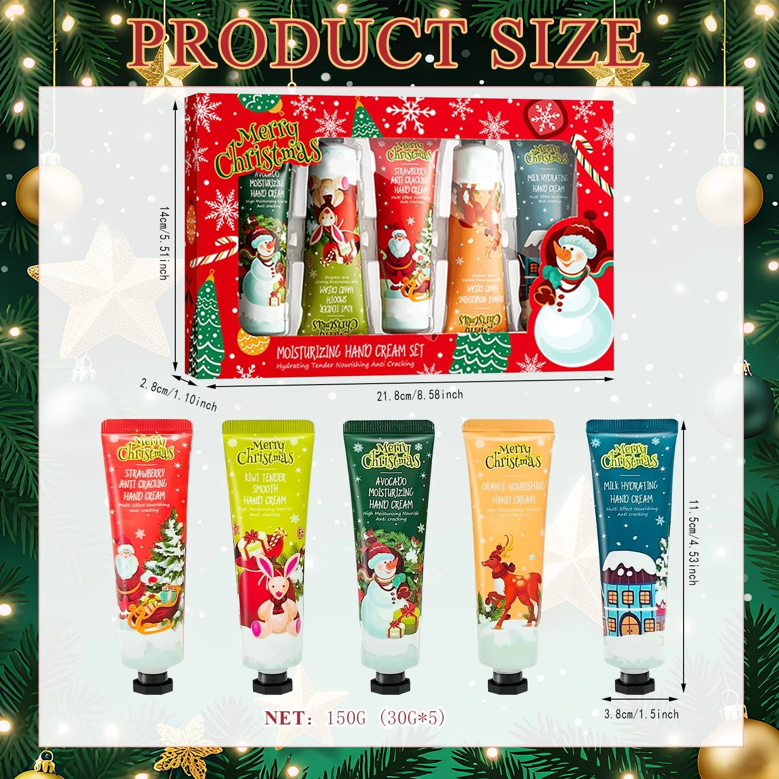 Набір із 5 різдвяних кремів для рук, зволожуючий, фото №2