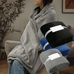 Плед Inspirion Мягкий и Пушистый - Большой флисовый плед 200 x 150 см для дивана, Легкий плед для уютных вечеров Серый - Фото 1