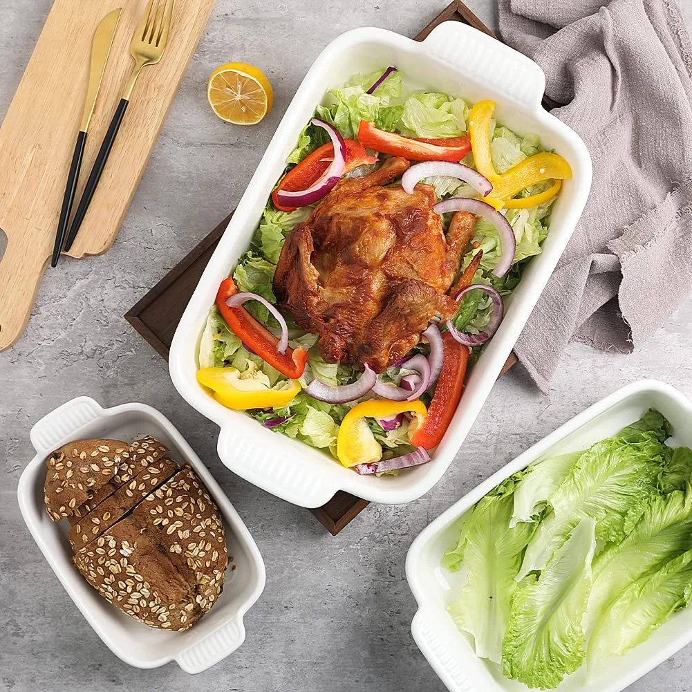 Набір форм для запікання Sweejar Home прямокутних керамічних Білий, фото №3