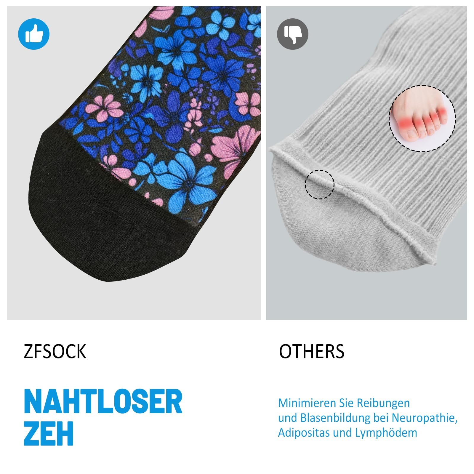 Диабетические носки для мужчин и женщин: гольфы диабетические без эластичной резинки и без шва с очень широкой резинкой для пожилых людей с опухшими ногами, фото №4