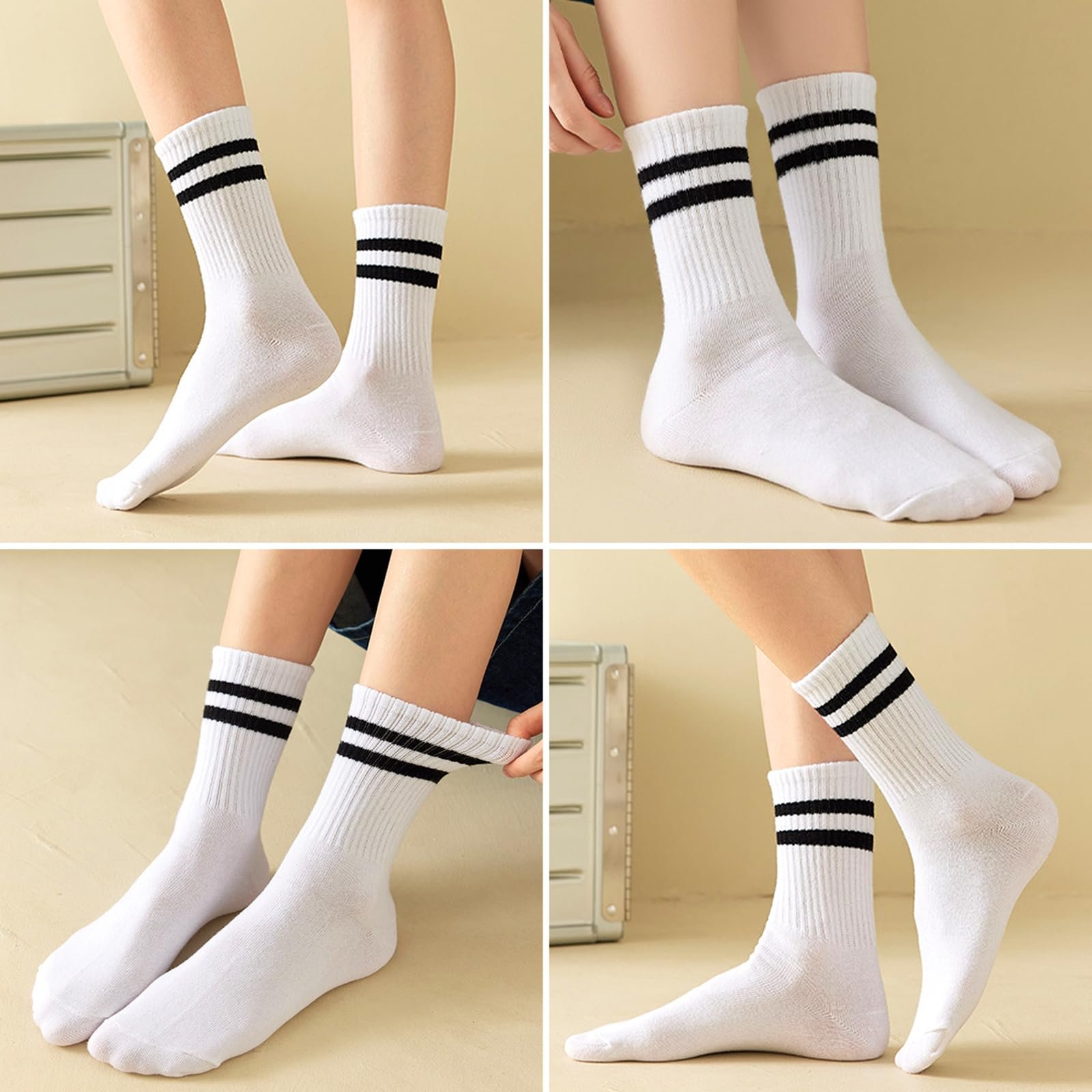 Носки хлопковые спортивные с полосками, 6 пар, размер 36-43, фото №6