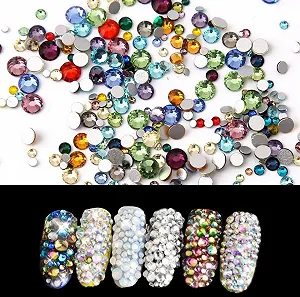 Стрази Плоскі Різних Кольорів Круглі Кришталеві 1440 Штук Змішаний Розмір 1.4 мм 4 мм - Фото 1