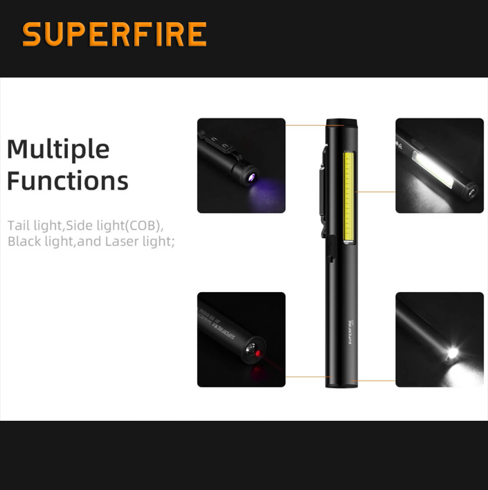 Фонарь многофункциональный карманный J01 SuperFire 400 Lumen IP42, фото №6 Фонарь многофункциональный карманный J01 SuperFire 400 Lumen IP42, фото №6