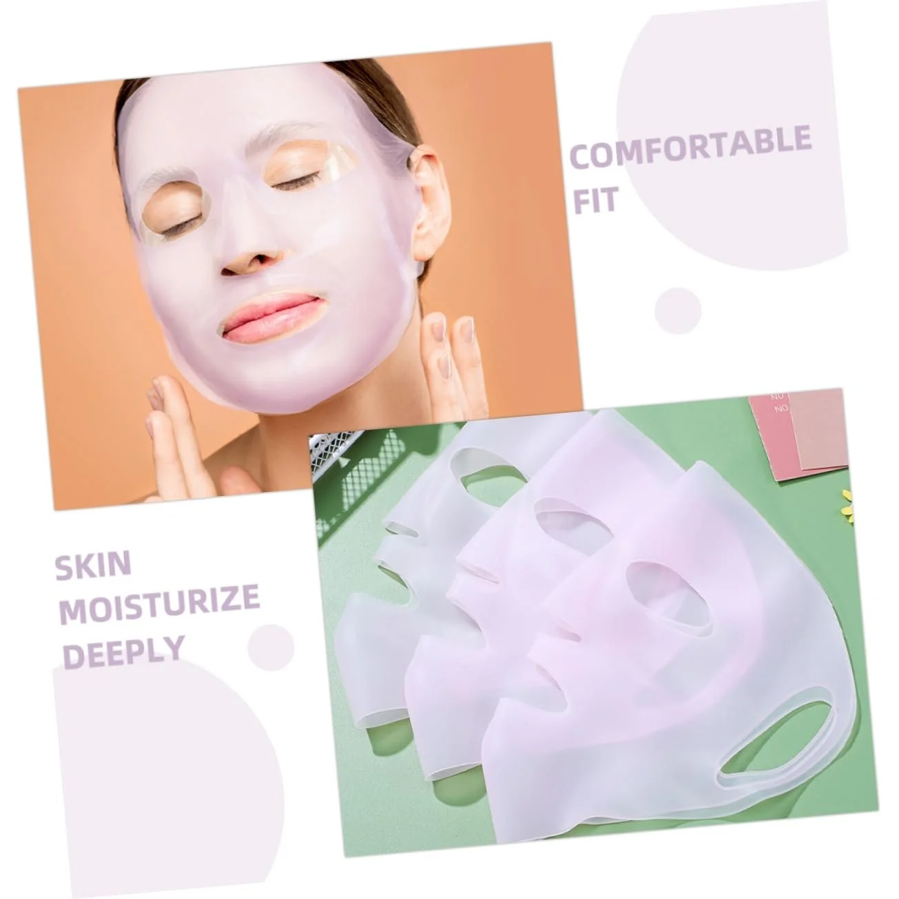 Багаторазова маска для обличчя WRITWAA, частково прозора для догляду за шкірою, фото №3