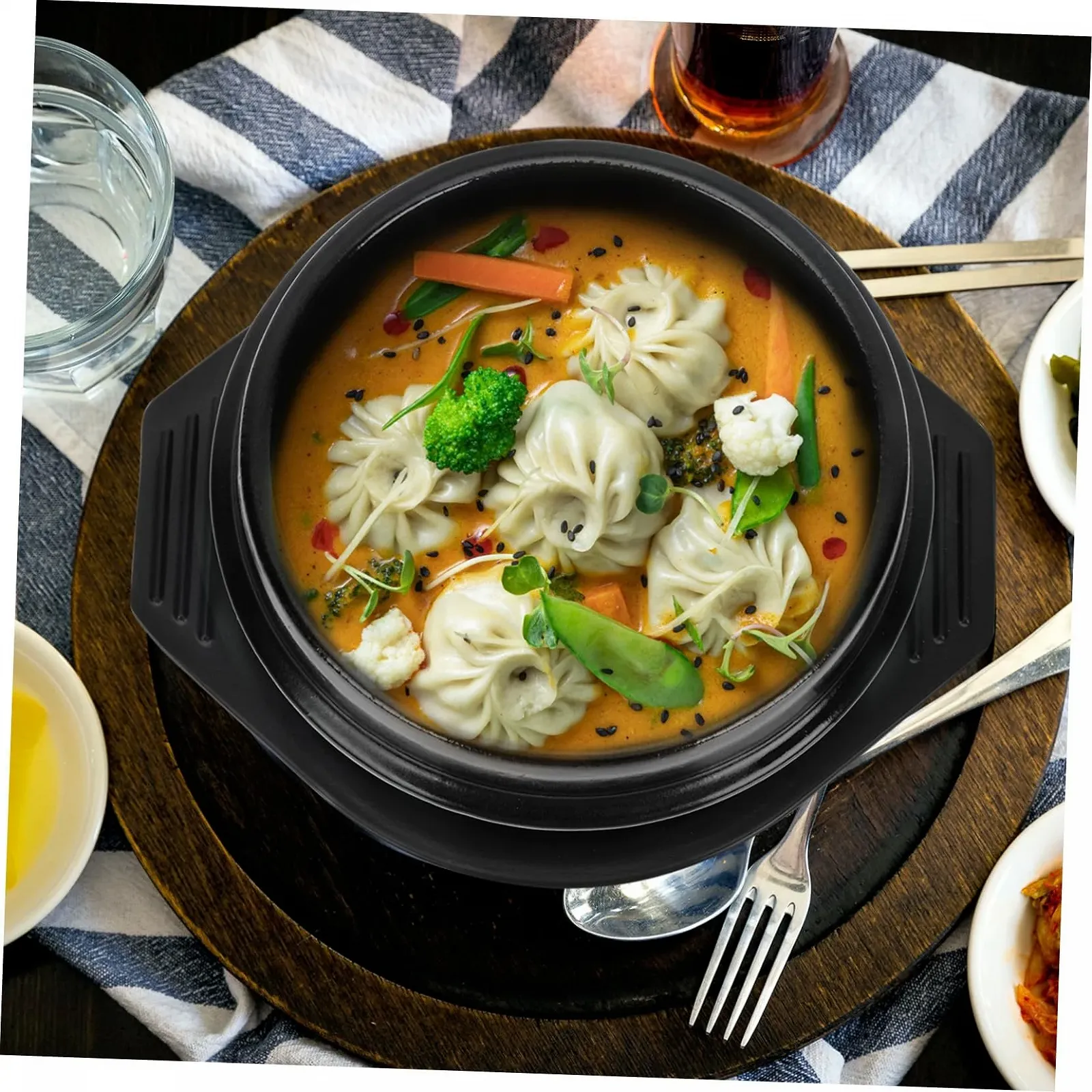 Керамическая кастрюля Toyvian с подносом термостойкая щелочестойкая для супа и тушения, фото №7