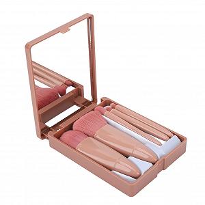 Набор кистей для макияжа Verdant Touch, 5 шт., портативный, волокно, мягкая щетина, мини-кисть для основы, кисть для теней с зеркалом и коробкой для хранения - Фото 1