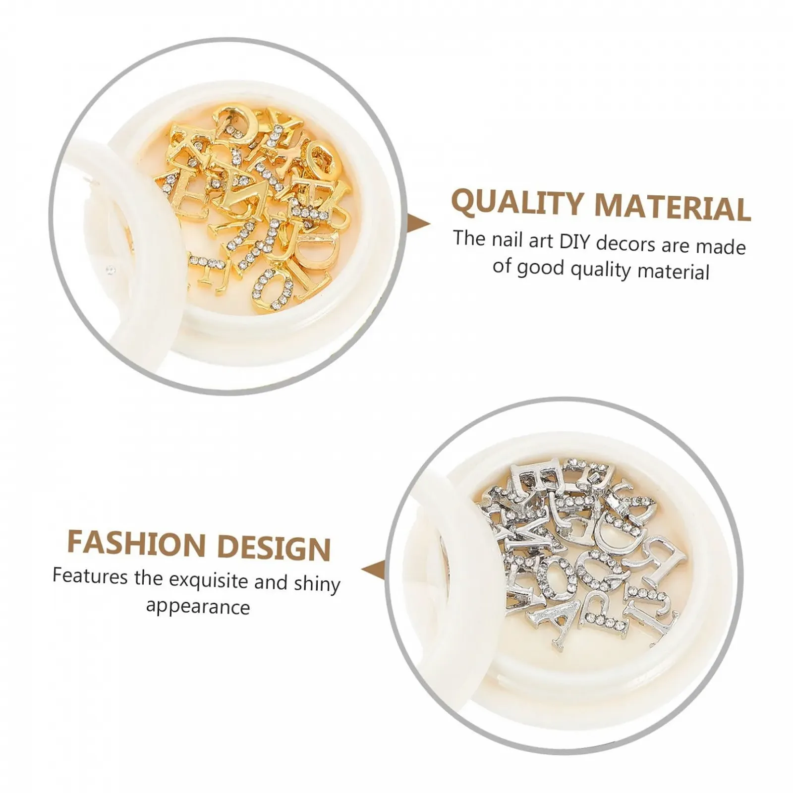 Металлические буквы для ногтей FRCOLOR, 2 коробки, украшения для ногтей, декор для ногтей с буквами со стразами, буква A, изготовлены из сплава металла цинка, 3D заколка для волос, лак для ногтей, фото №3