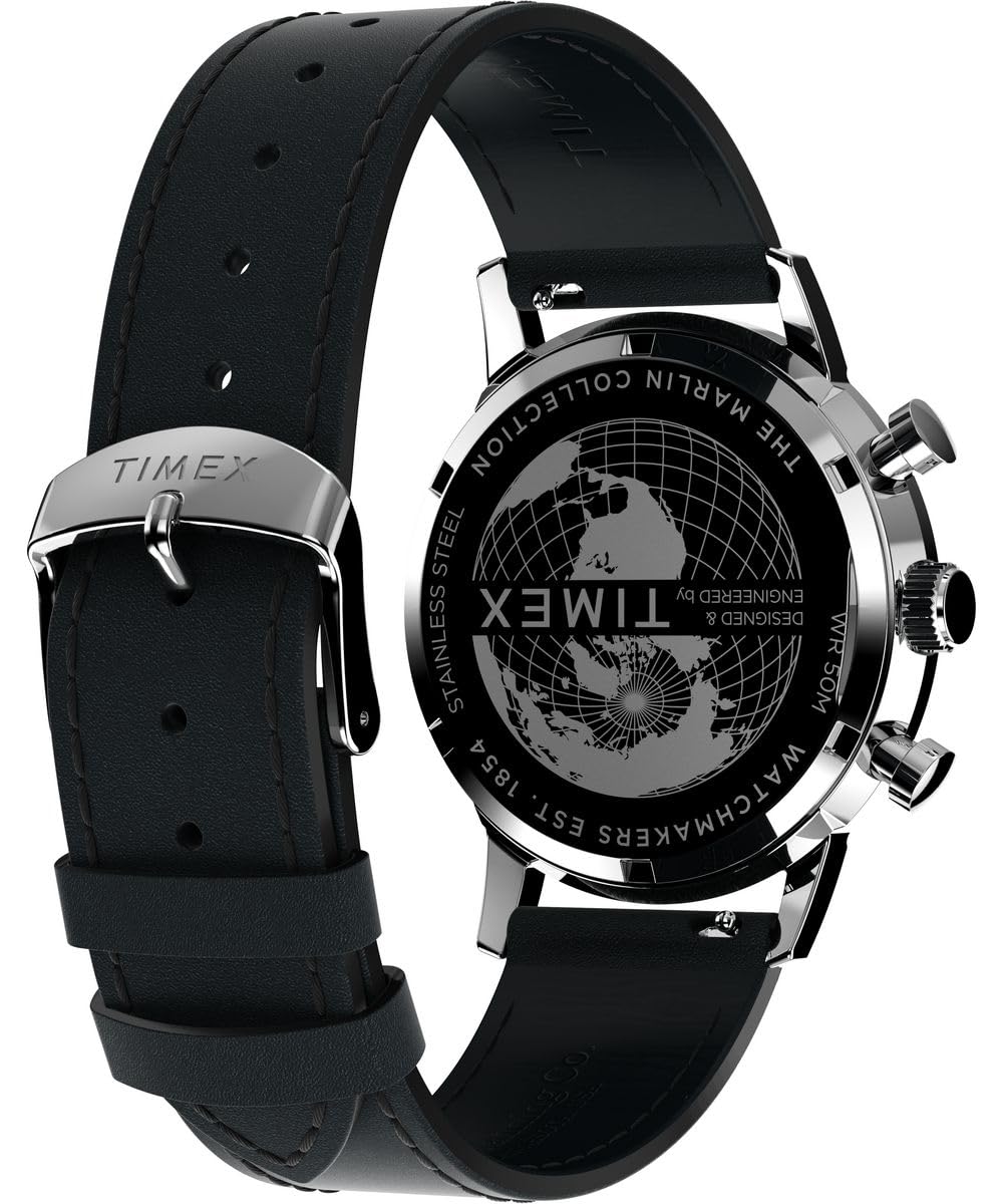 Мужские часы-хронограф Timex Marlin с кожаным ремешком, фото №5 Мужские часы-хронограф Timex Marlin с кожаным ремешком, фото №5