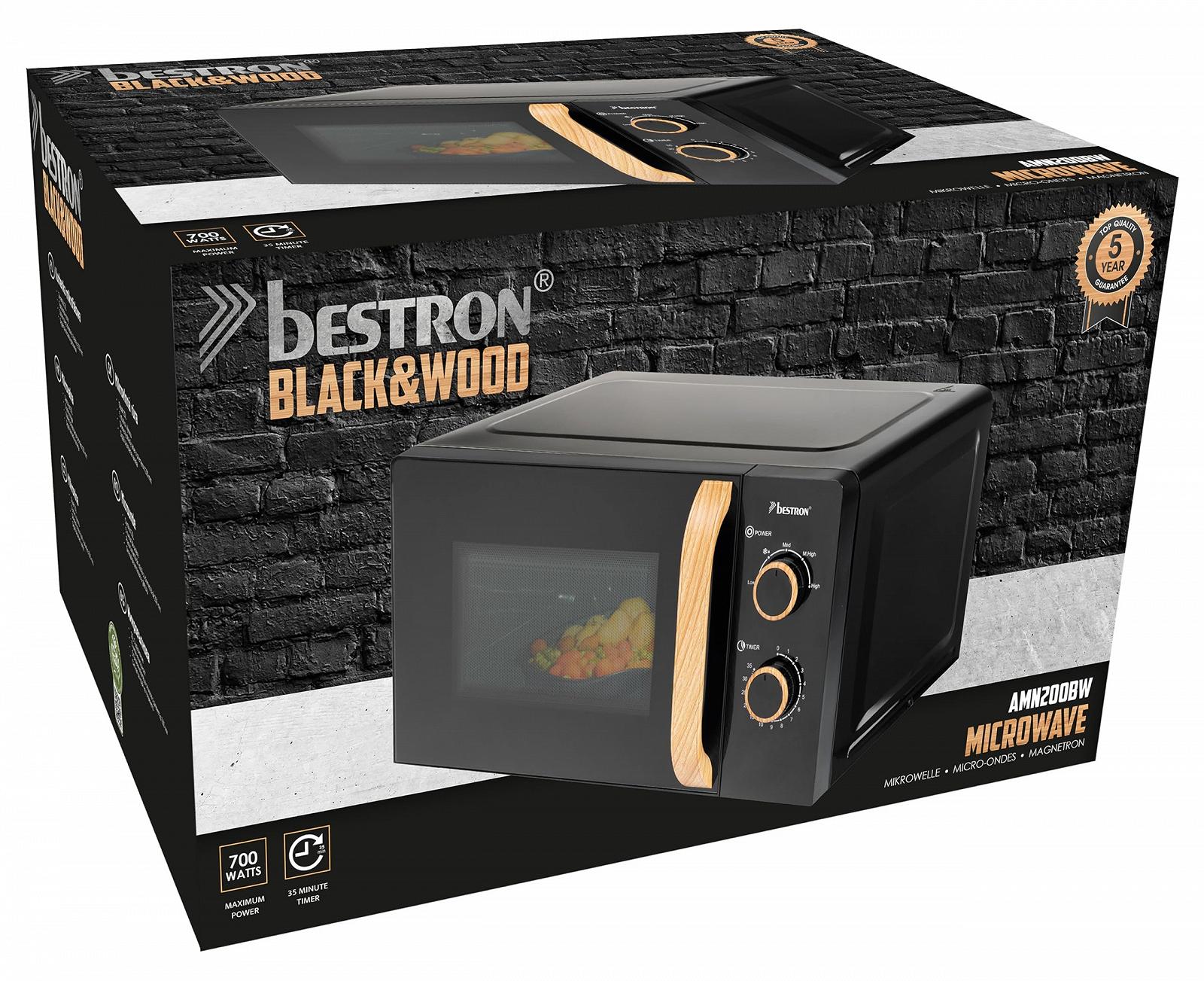 Микроволновая печь Bestron Black & Wood AMN200BW 700 Вт 20 л 25.5 см черная/дерево, фото №5