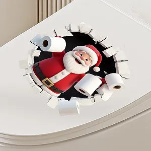 Наклейка на стіну Santa Breaking Wall 3D PVC Різдвяна synthetic.ua - Фото 1