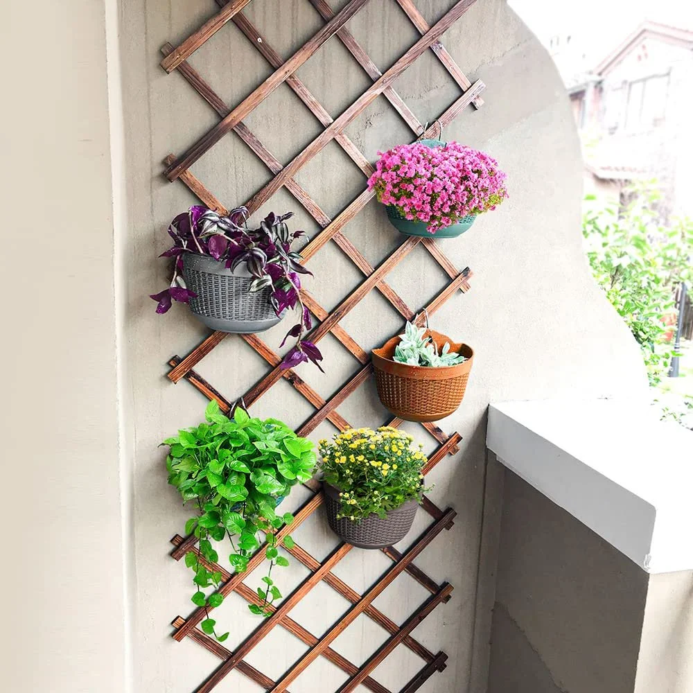 Набір підвісних кашпо 2 шт. пластикові з дренажем та 4 гачками для паркану та стін, фото №7 Набір підвісних кашпо 2 шт. пластикові з дренажем та 4 гачками для паркану та стін, фото №7