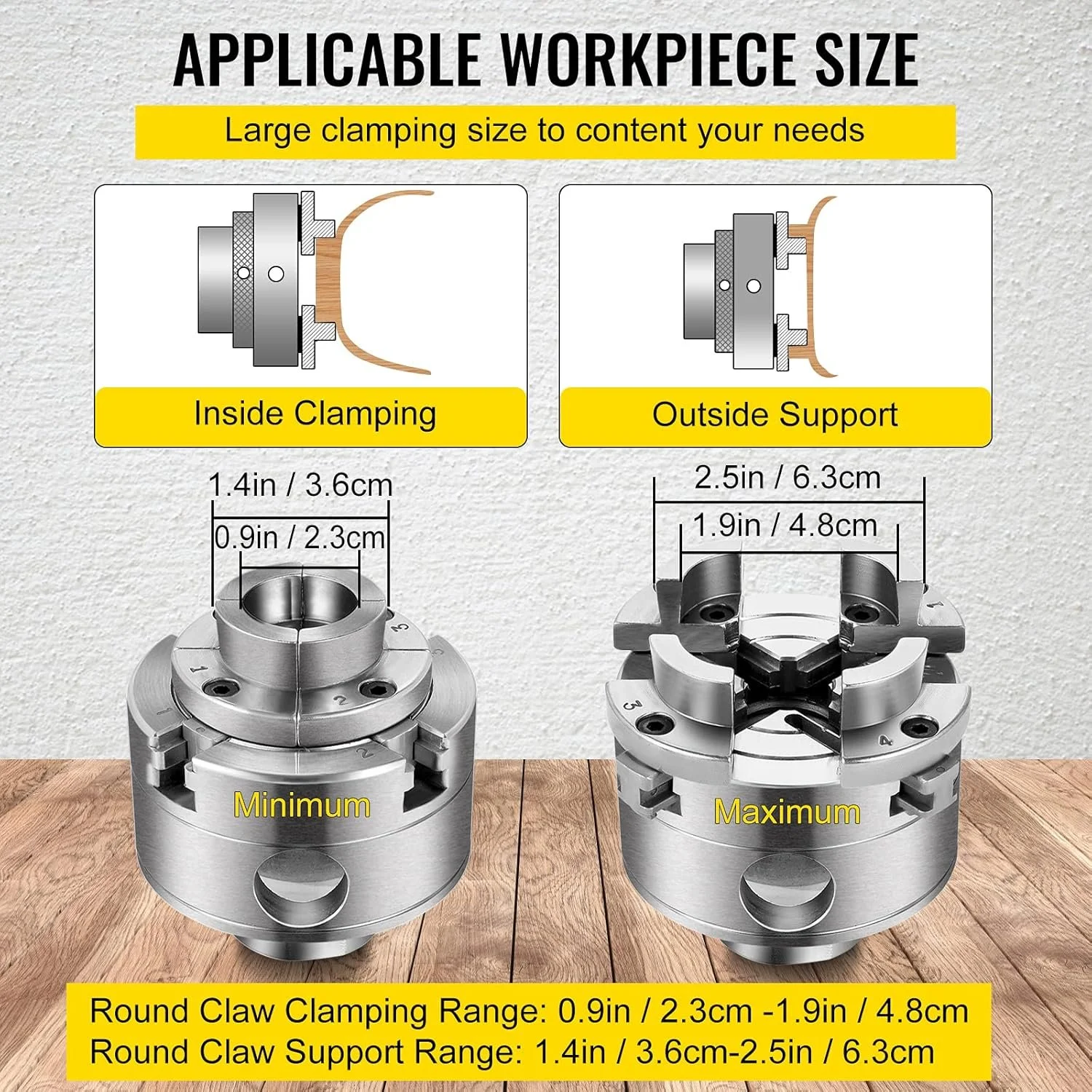 Токарный патрон Vevor 70 мм Серебристый, фото №3