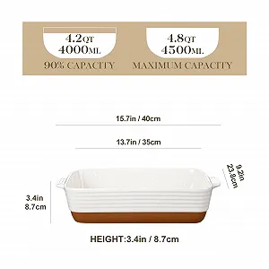 Форма для запекания MALACASA Tara Большая прямоугольная 35 x 23.8 x 8.7 см 4.5 л synthetic.ua - Фото 1