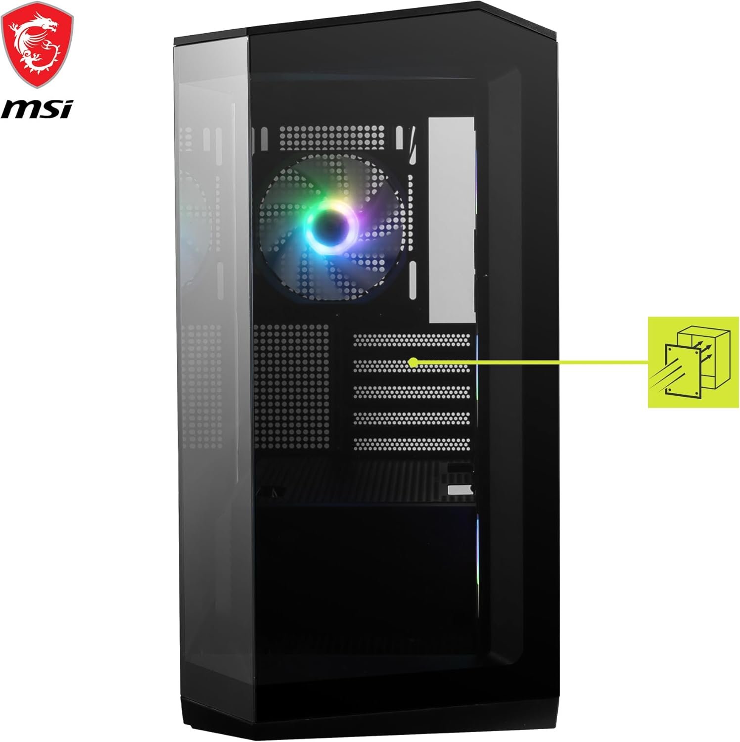 Корпус MSI MAG PANO M100R PZ / Micro-ATX / без БЖ / 4x120mm ARGB / Project Zero support / USB-C 3.2 Gen 2x2 / Black, фото №5