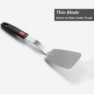 Лопатка гибкая нержавеющая сталь с прорезями и силиконовой ручкой Thin Medium synthetic.ua - Фото 1