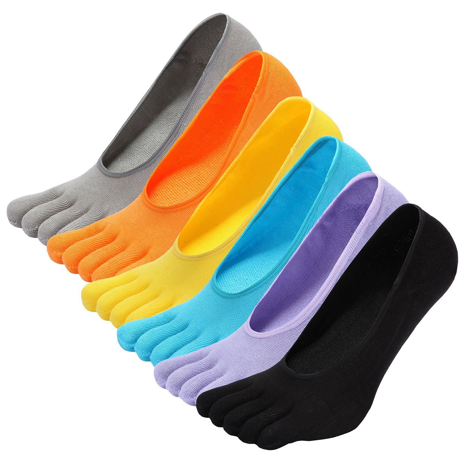 Носки с пальцами ZAKASA Женские 6 пар Хлопковые носки с пятью пальцами для спорта бега ходьбы Разноцветные женские спортивные носки для кроссовок Дышащие и красочные EU 35-41, фото №1