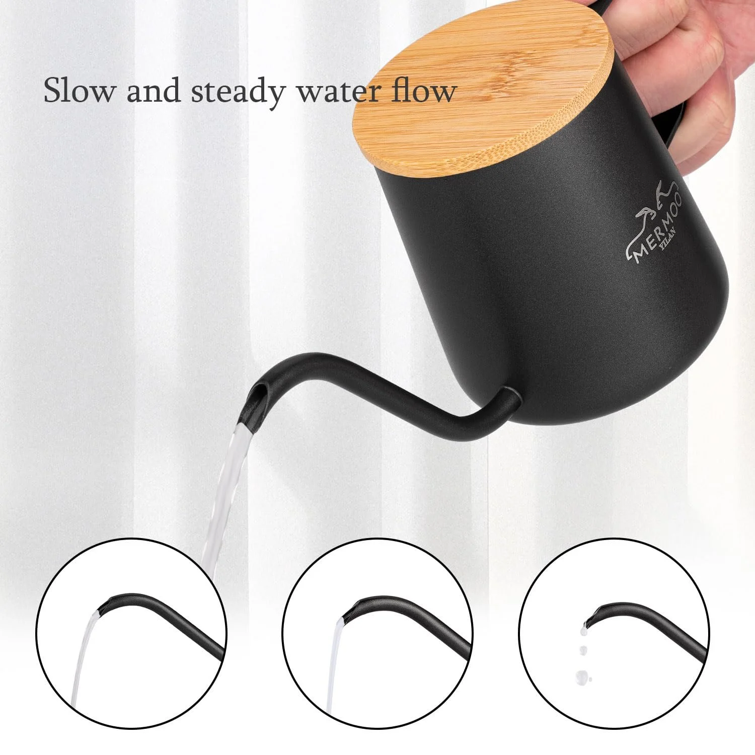 Кавник MERMOO YILAN Gooseneck 350 мл з нержавіючої сталі Gooseneck Кавоварка Pour Over, фото №9