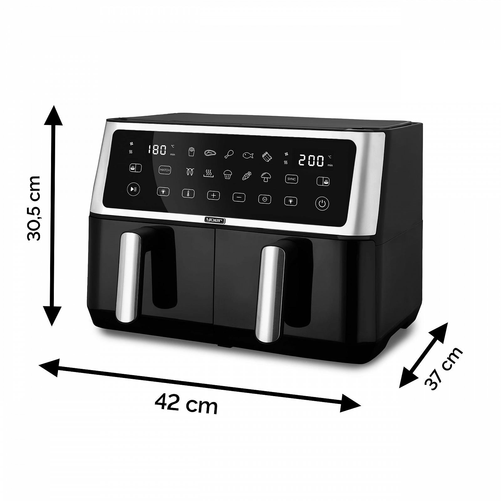 Мультипіч Yoer DualCrisp AF02BK 10 L 2 камери 6-в-1 10 програм 2850 W Black, фото №8 Мультипіч Yoer DualCrisp AF02BK 10 L 2 камери 6-в-1 10 програм 2850 W Black, фото №8