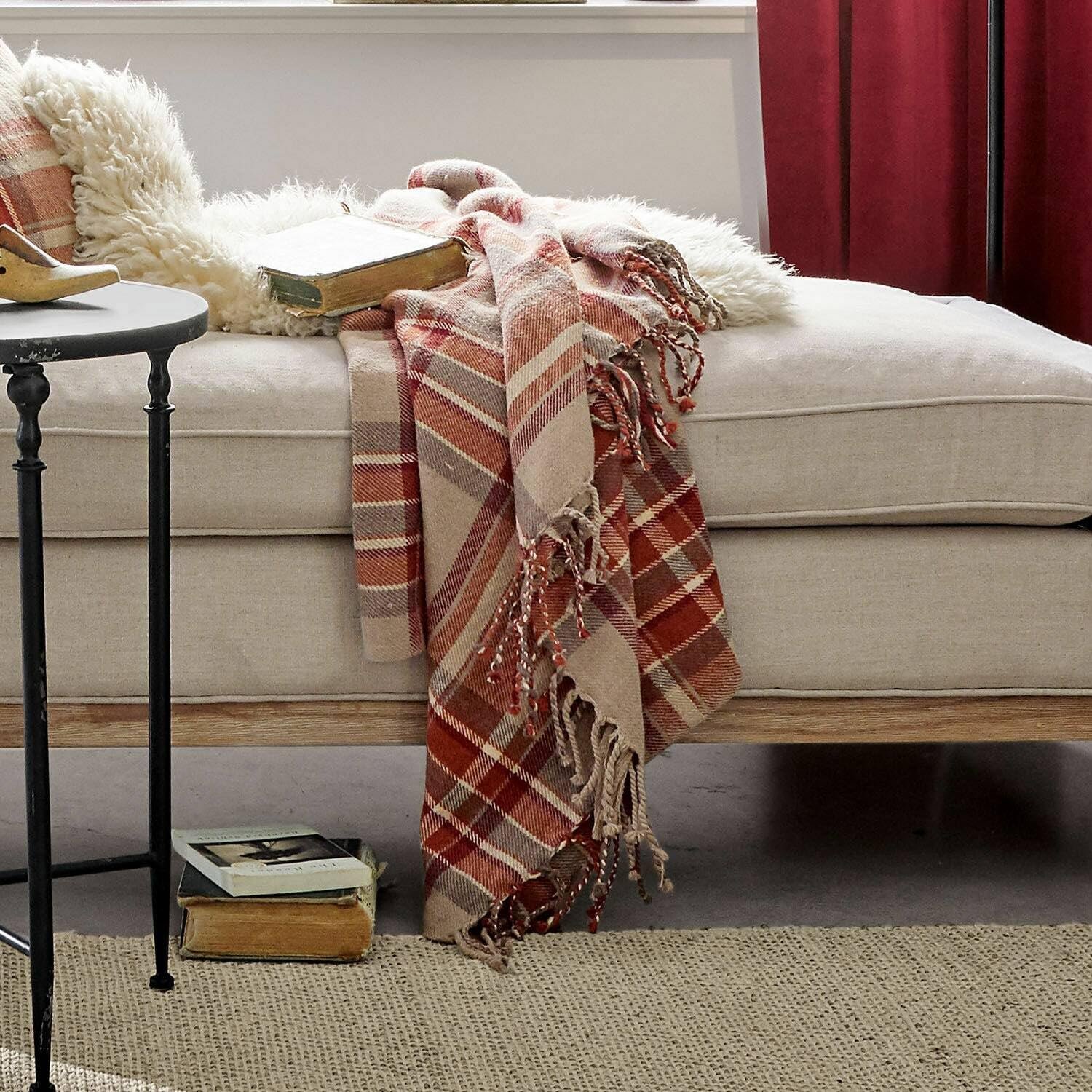 Плед Loberon Tartan М'який Червоний/Бежевий, фото №4 Плед Loberon Tartan М'який Червоний/Бежевий, фото №4